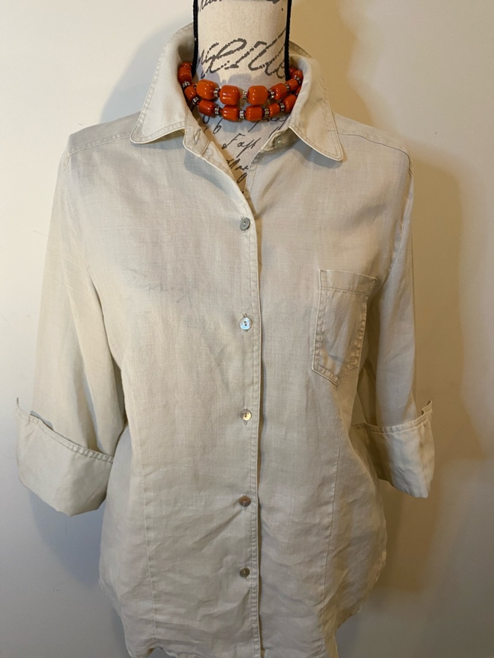 Lightweight Beige Button-Up Shirt
